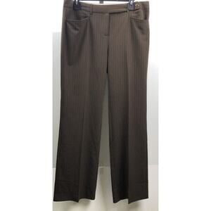 Tapemeasure Dress Pants Women 8 Brown Pinstripe Kellie Stretch Pockets Workwear